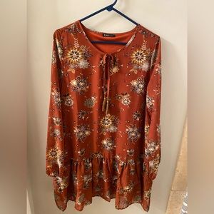 Dark orange floral maxi dress